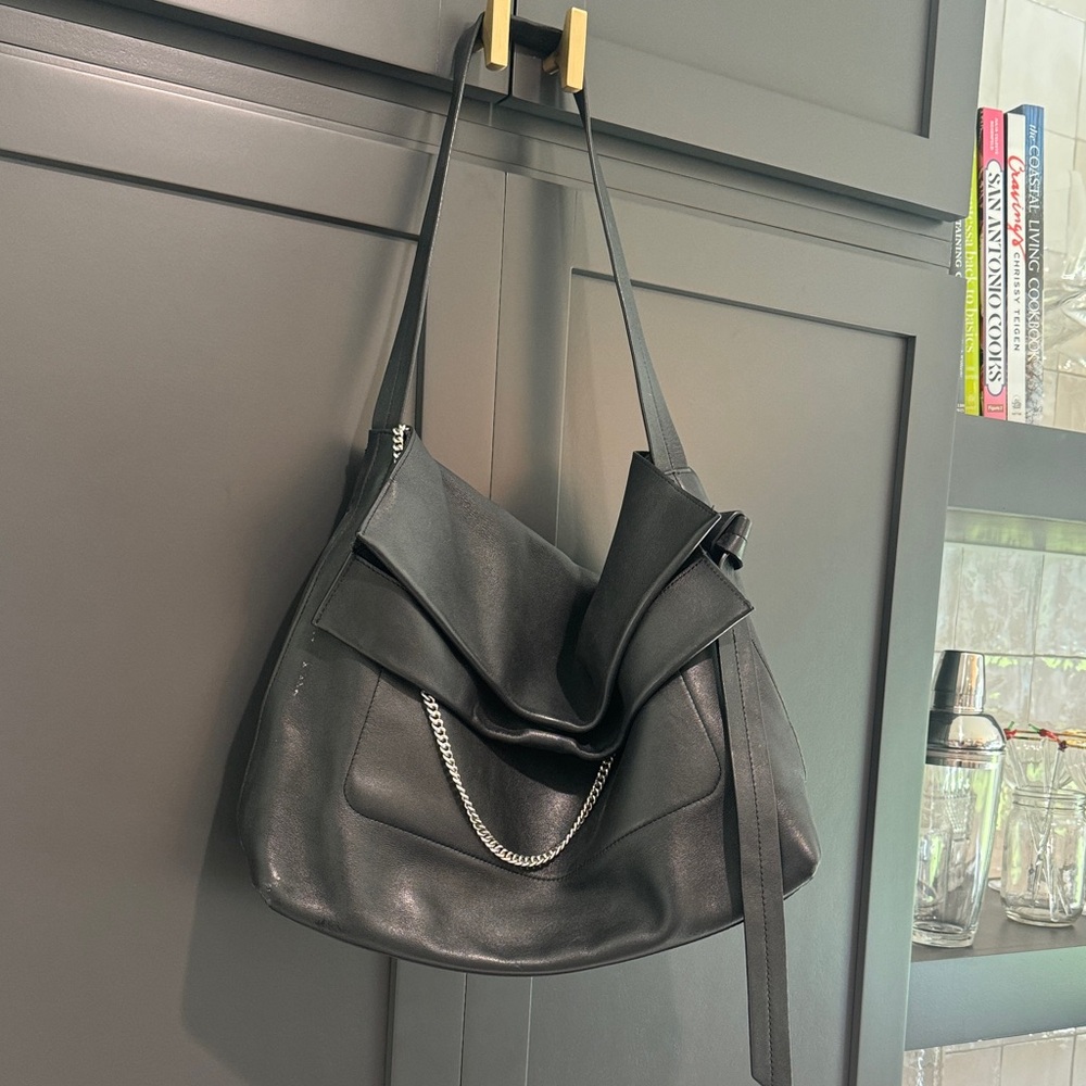All Saints Black Leather Shoulder Bag